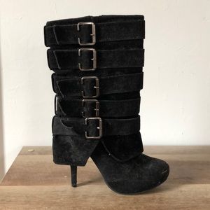 Charlotte Russe Black suede cuffed ankle boots